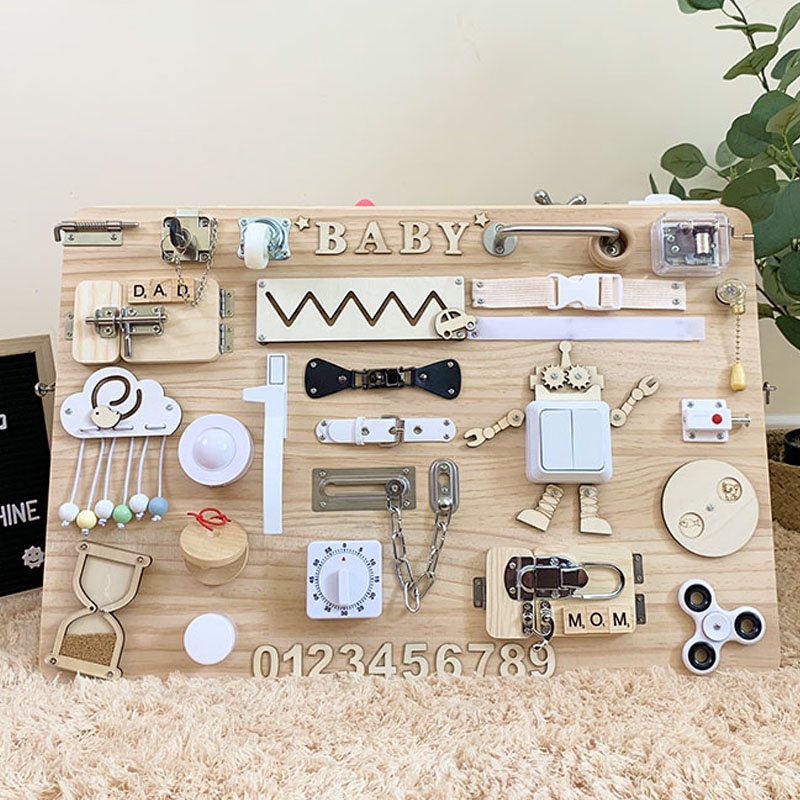 Montessori bebê ocupado placa DIY acessórios crianças habilidade treinamento jogos de desenvolvimento de inteligência brinquedos