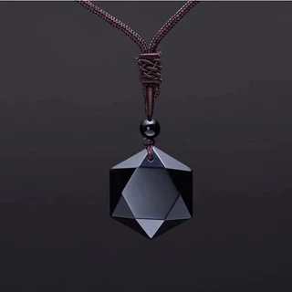 Colar De Moda Preto Obsidiana Estrela Pingente Para Homens Lucky Love Crystal Jewelry Acessórios De Cristal O Uso Diário