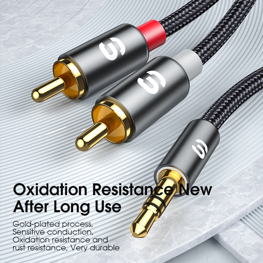 2 Cavi Adattatori Da RCA Maschio A Jack 3.5mm Femmina Mono, Placcati Oro, 25 Cm