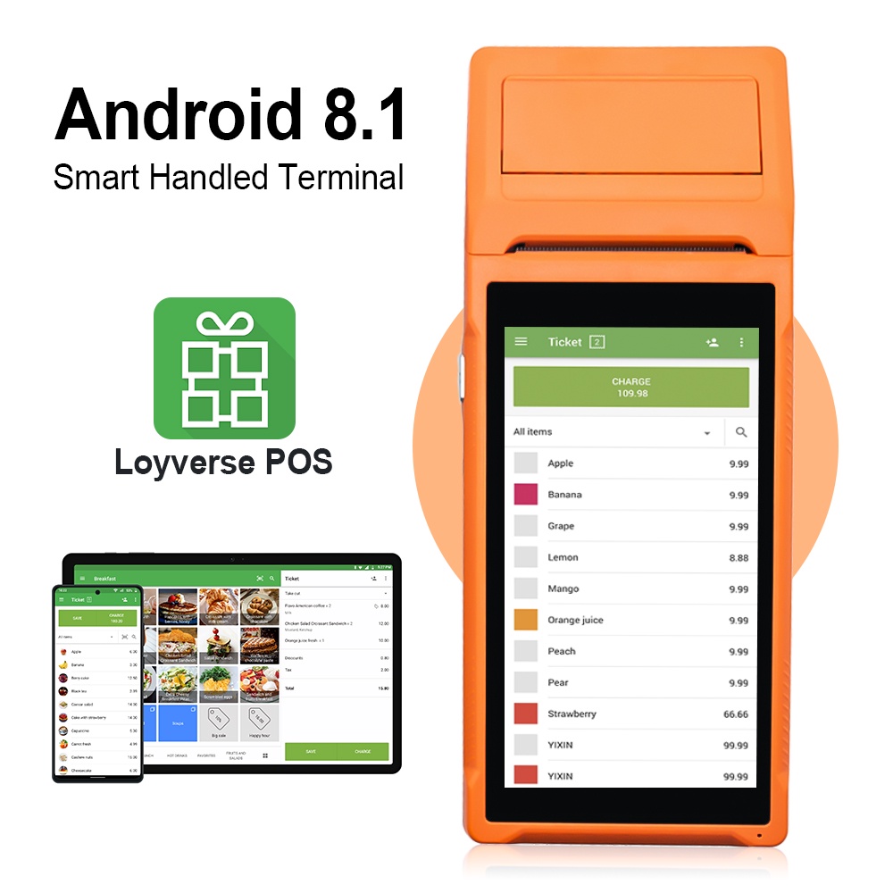 Handheld pda android 8.1 pos terminal 58mm conta de recibo móvel ...