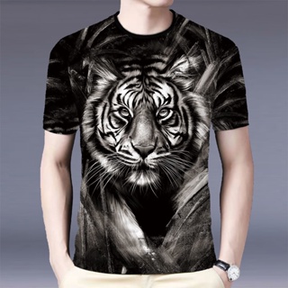 O rei dos animais tigre 3d impresso novo verão casual rua hip-hop em torno  do pescoço manga curta tamanho grande solto camisetas