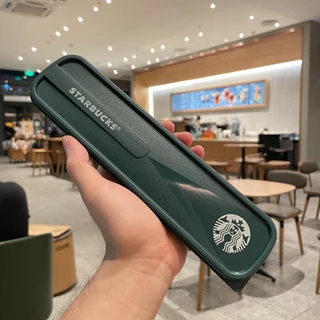 【FOR UR】Ins estilo starbucks 2023 novo talheres portáteis 3 peças talheres antiderrapante 304 material não ferrugem talheres garfo colher pauzinhos