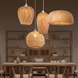 AIMI Pendente Rattan Pendente Cozinha Retro Criativo Sala De Estar Teto Lustre Barra Sala De Chá Cafeteria Lâmpada Decorativa