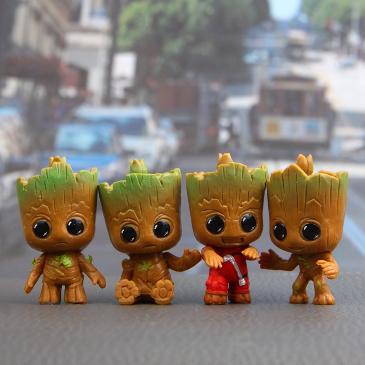 Marvel Guardiões Do Galaxy Baby Groot Tree Man 4pcs/set PVC Figura ...