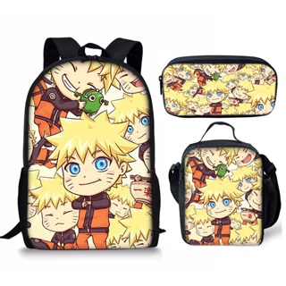 16 polegadas anime naruto 3d imprimir crianças mochilas menina meninos  mochila crianças escolares sacos desenhos animados jardim de infância  rucksack + caneta