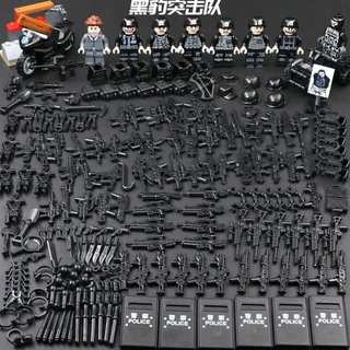 Brinquedos de Partículas 10 Pacotes Garotos Montam Minifiguras da Polícia Lego Pequenas Compatíveis Blocos de Construção das Forças Especiais Armas de Terceiros Ano de Idade
