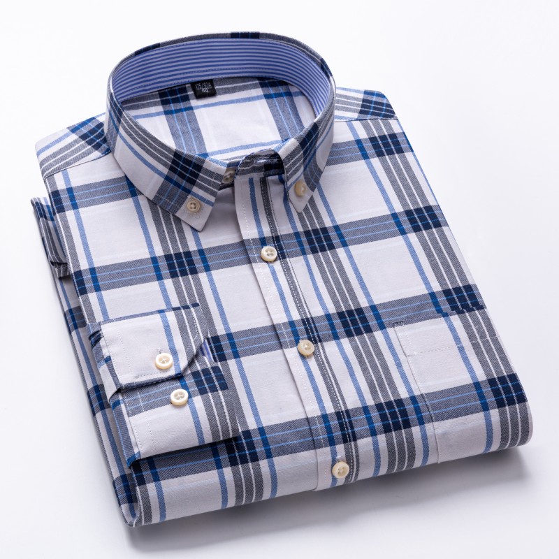 Camisa masculina 100% algodão Casual Xadrez