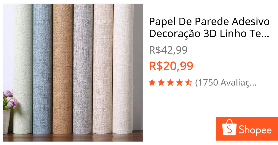 Foto de Papel De Parede Adesivo Decoração 3D Linho Texturizado 5mx 45cm