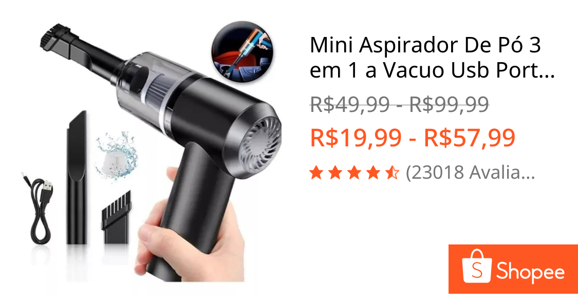 Mini Aspirador De Pó 3 em 1 a Vacuo Usb Portátil Recarregavel -SE8010