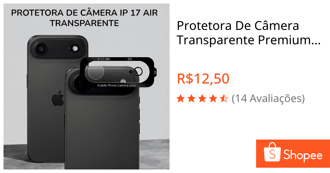 Protetora De Câmera Transparente Premium Para Ip 17 Air