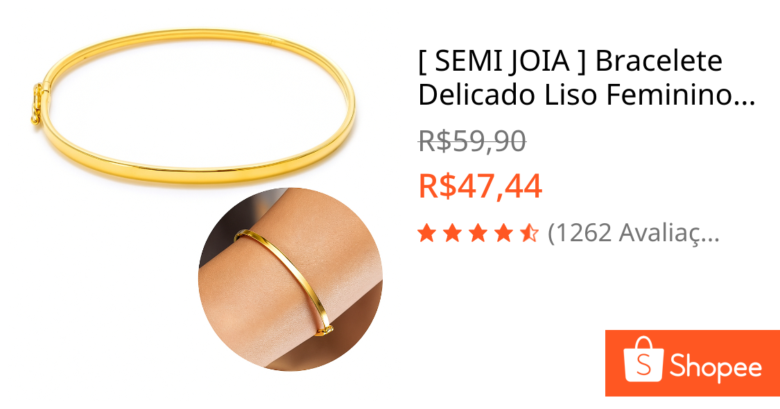 [ SEMI JOIA ] Bracelete Delicado Liso Feminino Fecho Italiano Minimalista Banho Ouro 18k Acessórios