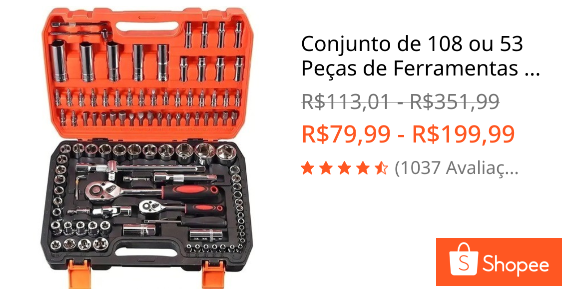 Conjunto de 108 ou 53 Peças de Ferramentas Soquete Sextavado Catraca Chave Maleta Multi-função Profissional