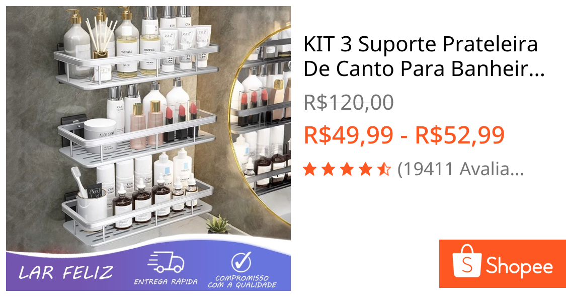 KIT 3 Suporte Prateleira De Canto Para Banheiro / Cozinha-Uso multifuncional | Shopee Brasil