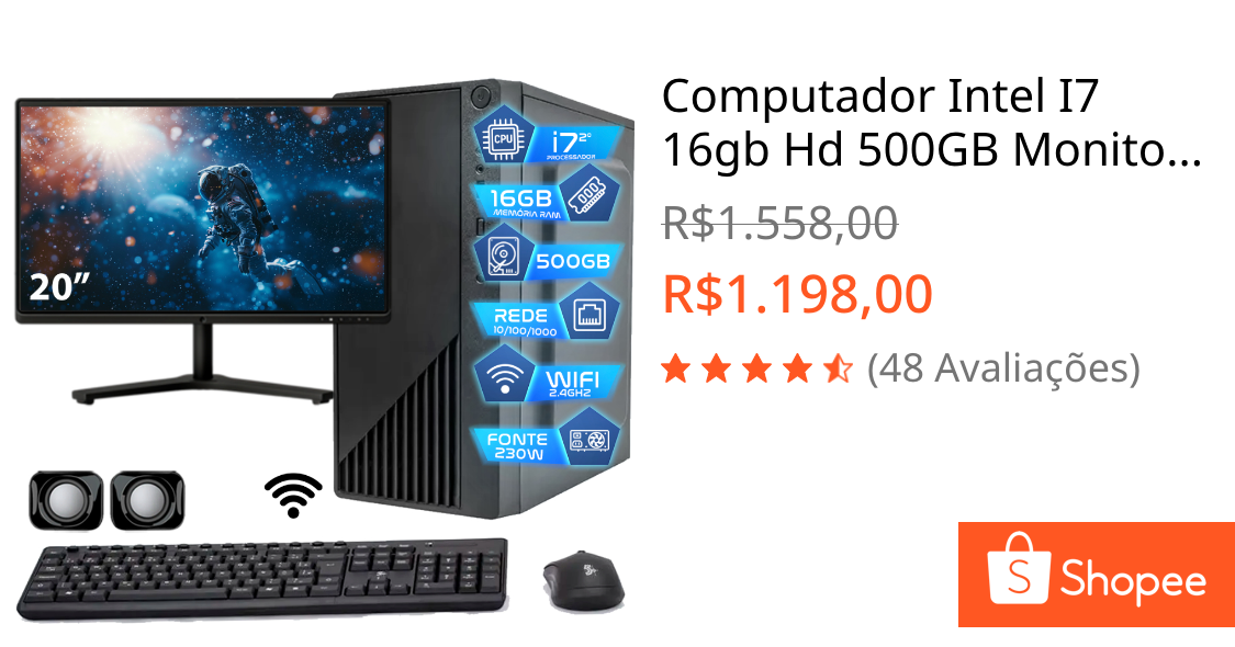 Foto de Computador Intel I7 16gb Hd 500GB Monitor 20' - Completo