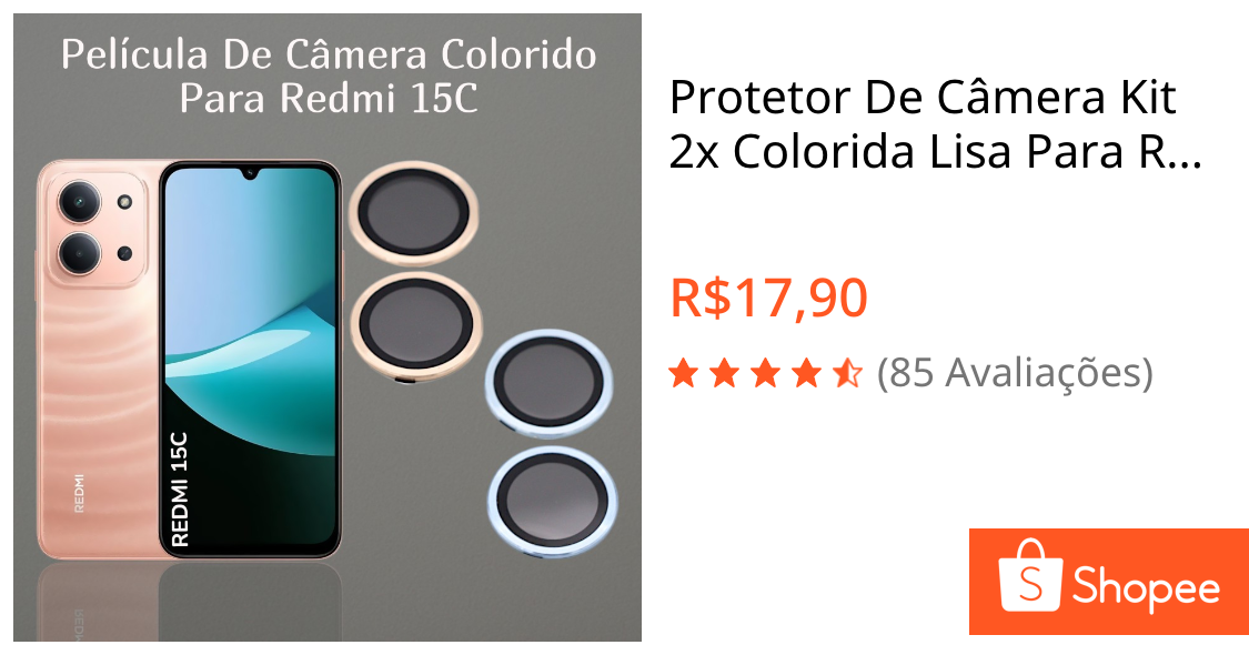 Protetor De Câmera Kit 2x Colorida Lisa Para Redmi 15C