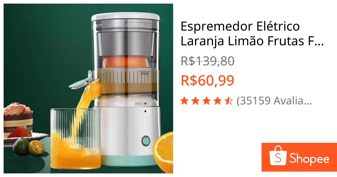 Espremedor Elétrico Laranja Limão Frutas Fazer Sucos Recarregável Usb Cozinha