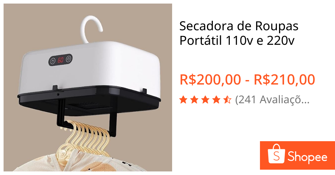 Secadora de Roupas Portátil 110v e 220v