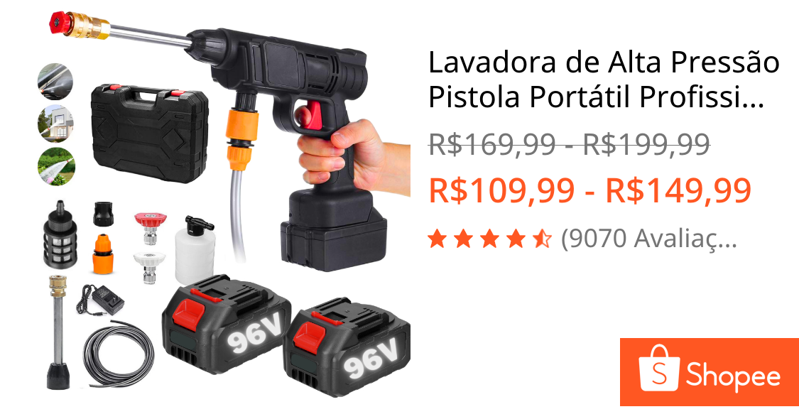 Lavadora de Alta Pressão Pistola Portátil Profissional Sem Fio Recarregável a Bateria Original Carro