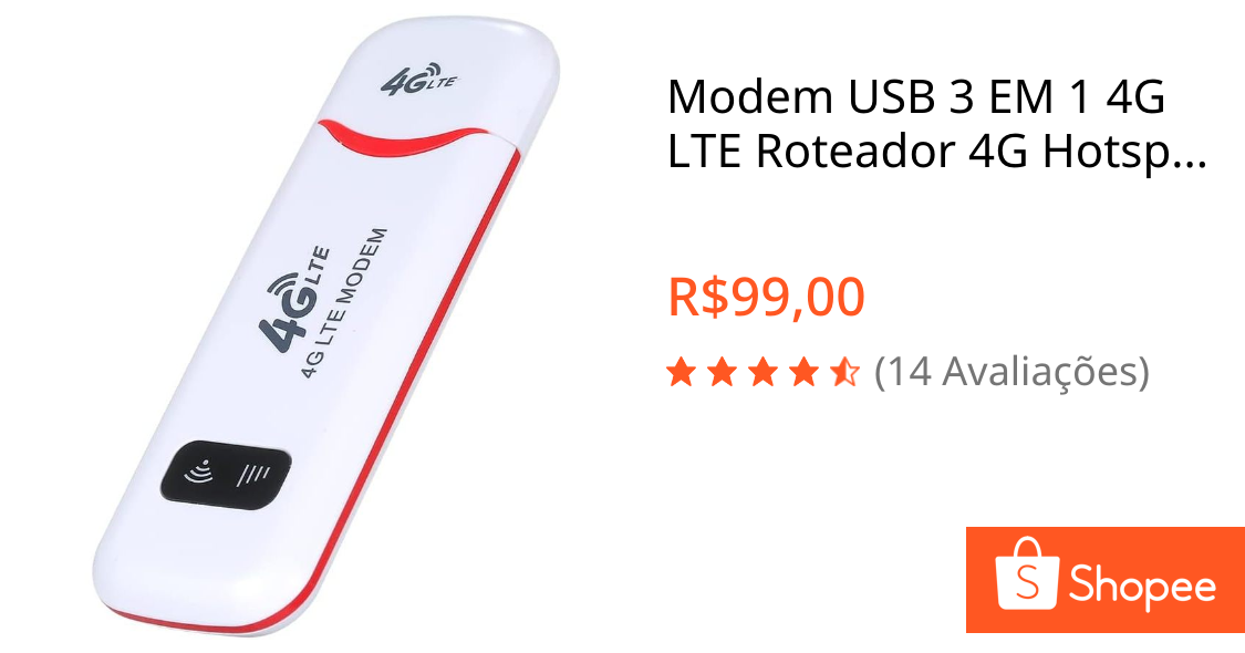 Modem USB 3 EM 1 4G LTE Roteador 4G Hotspot WiFi móvel com slot para cartão SIM 150 Mbps DL 50 Mbps