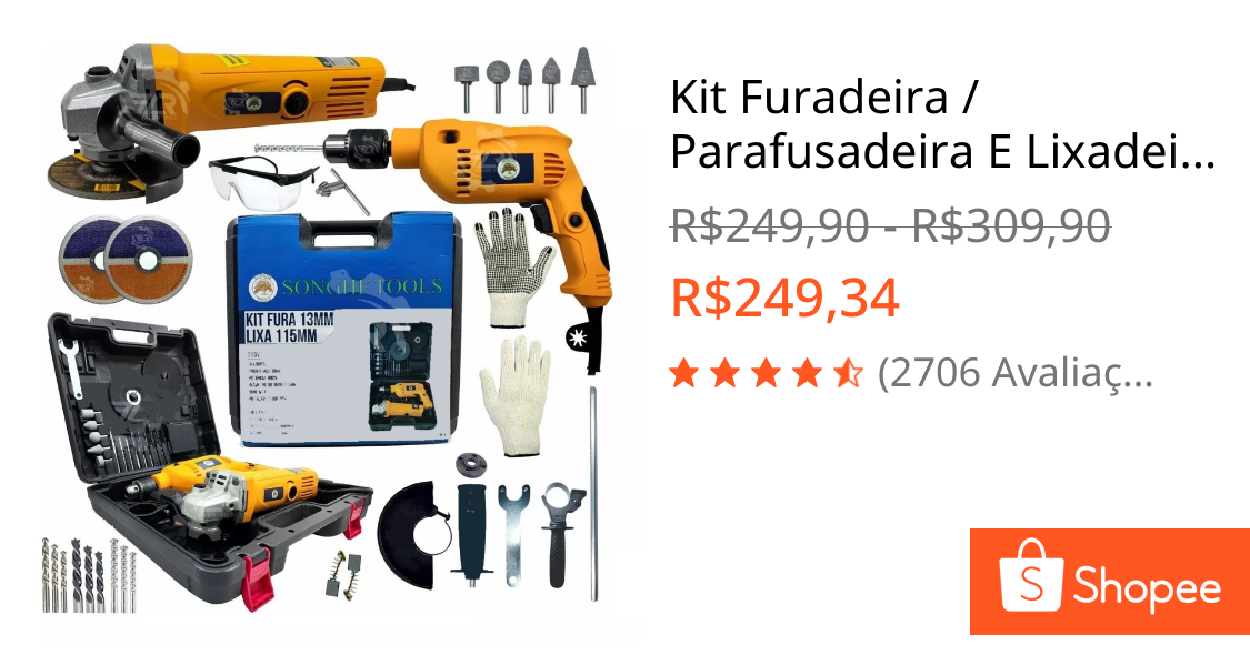 Kit Furadeira / Parafusadeira E Lixadeira / Esmerilhadeira Com 25 Peças E Maleta SH Tools