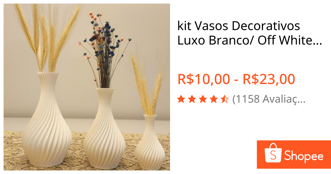 Foto de kit Vasos Decorativos Luxo Branco/ Off White em Espiral - Decoração