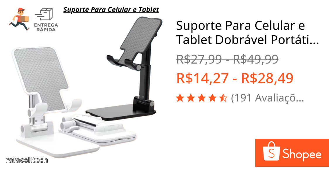 Suporte Para Celular e Tablet Dobrável Portátil Ajustável Apoio De Mesa Multifuncional