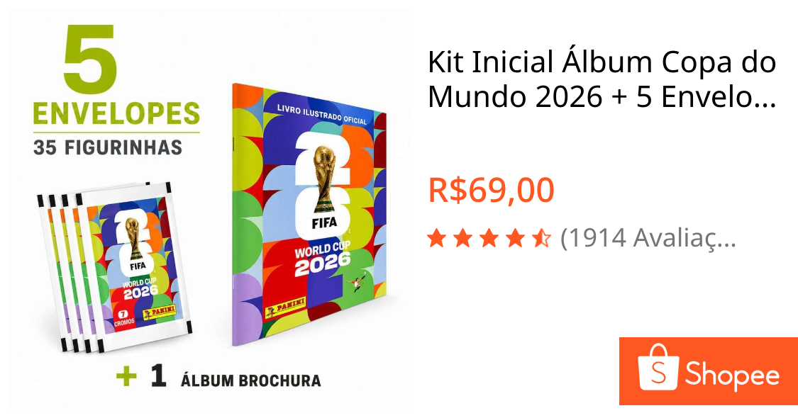 Kit Inicial Álbum Copa do Mundo 2026 + 5 Envelopes Panini