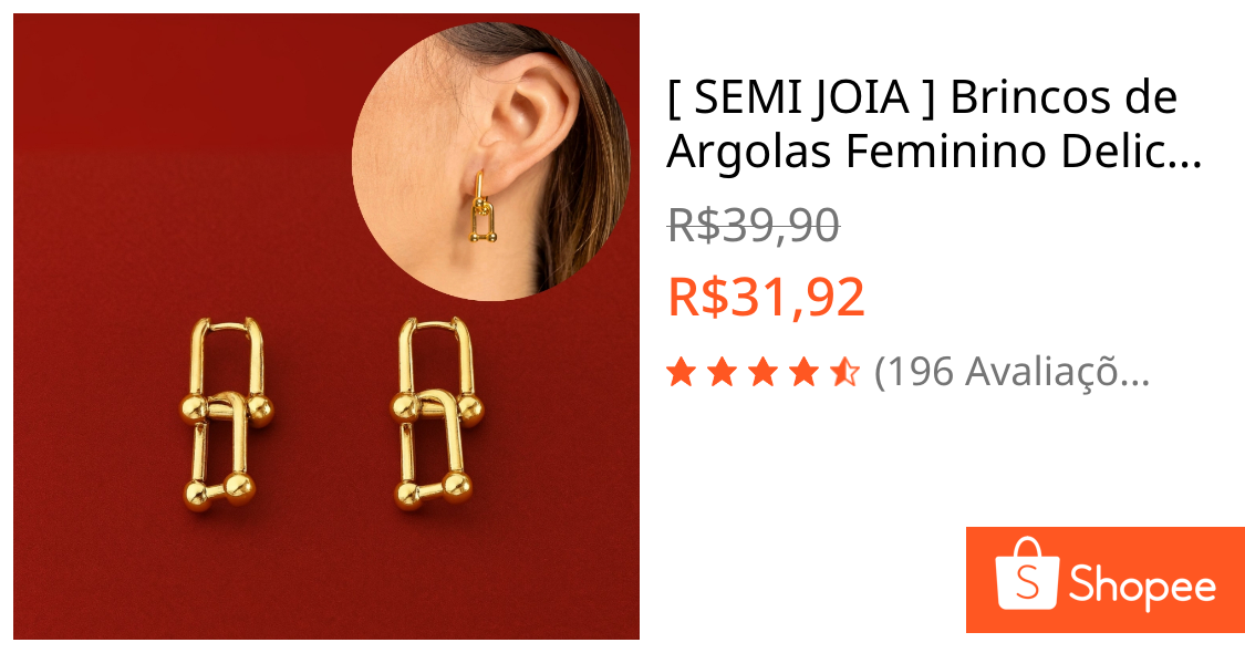 [ SEMI JOIA ] Brincos de Argolas Feminino Delicado Banho Ouro 18k  Femininos Moda Blogueira Presente Virginia Fons