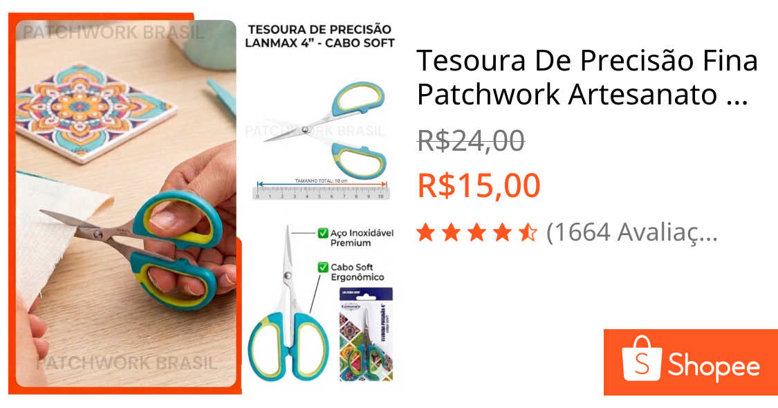 Tesoura De Precisão Fina Patchwork Artesanato Costura 10cm | Shopee Brasil