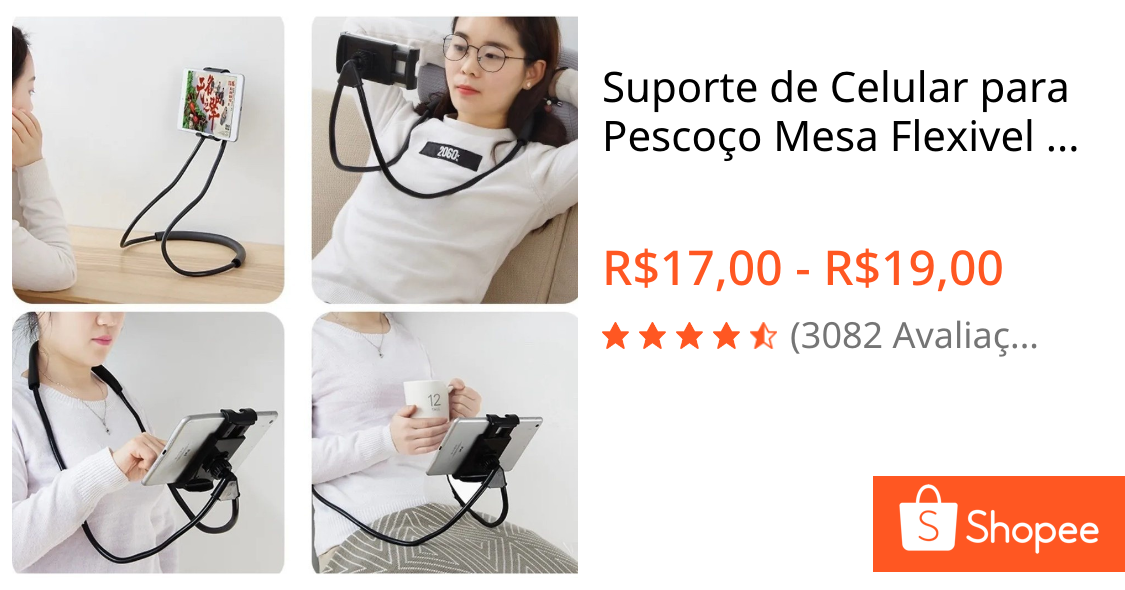 Suporte de Celular para Pescoço Mesa Flexivel Articado MS212 | Shopee Brasil