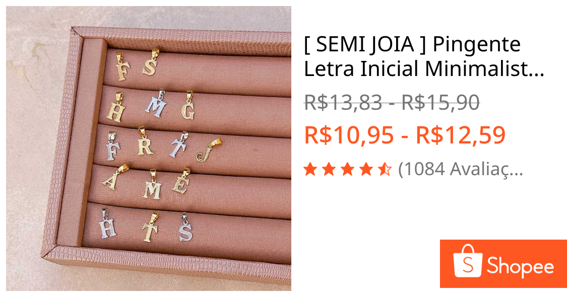 [ SEMI JOIA ] Pingente Letra Inicial Minimalista Delicada Banhado em Ouro 18k Alto Padrão Acessórios Femininos