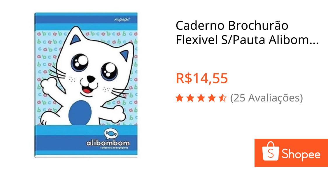 Caderno Brochurão Flexivel S/Pauta Alibombom 60 Folhas | Shopee Brasil