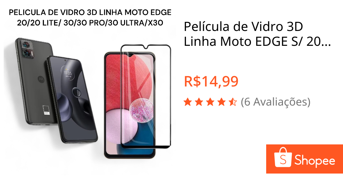Película de Vidro 3D Linha Moto EDGE S/ 20/20 PRO/ 20 LITE/ 30/ 30 NEO/ 30 ULTRA/X30
