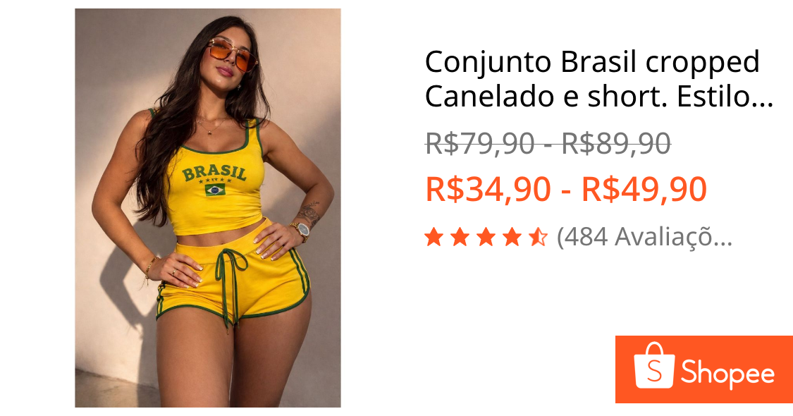 Conjunto Brasil cropped Canelado e short. Estilo verão,copa do mundo 2026 vibe  looks do brasil