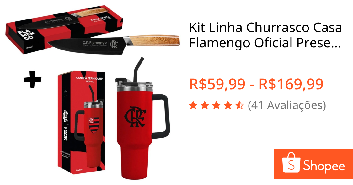 Kit Linha Churrasco Casa Flamengo Oficial Presentes Rubro-negro