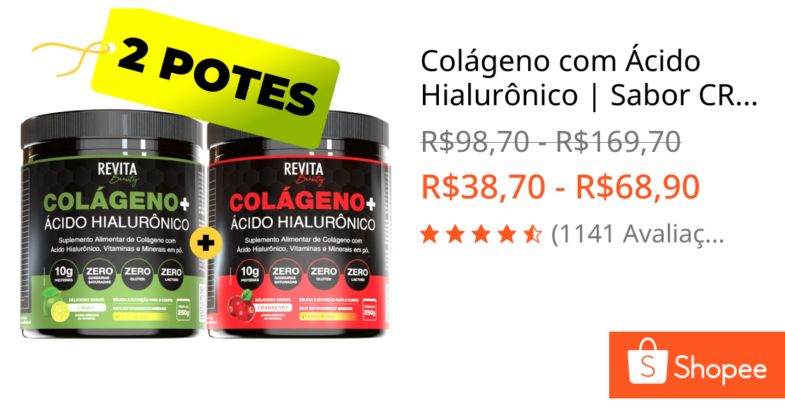 Foto de Colágeno com Ácido Hialurônico | Sabor CRANBERRY e LIMÃO  Zero Açúcar e Verisol - Envio Rápido