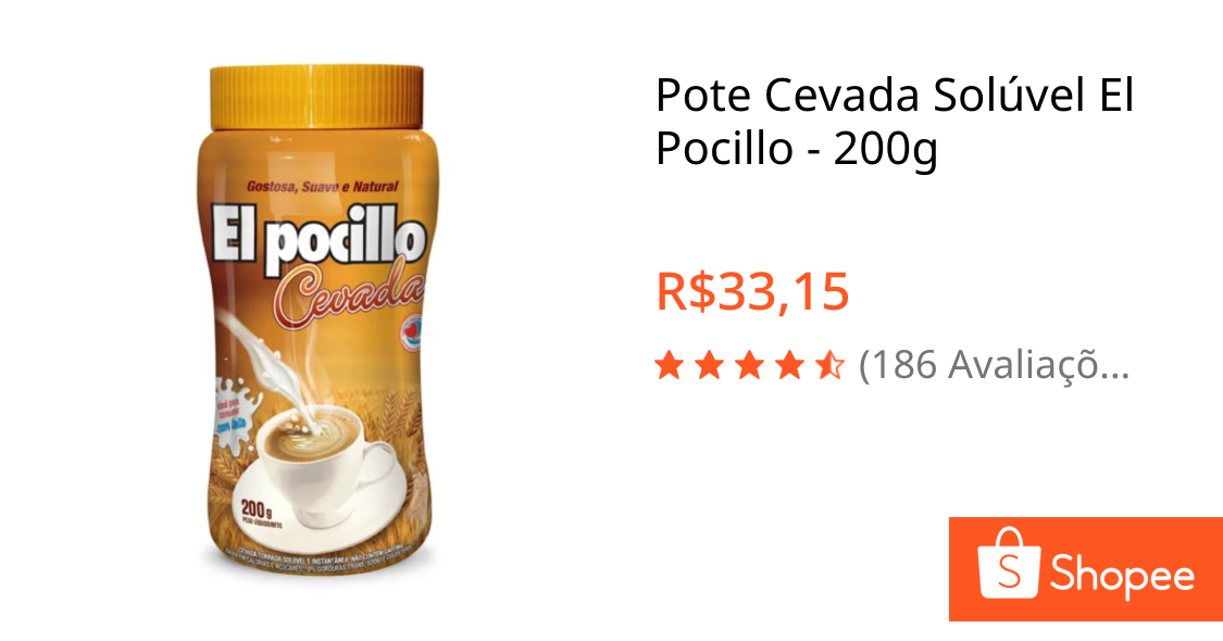 Pote Cevada Solúvel El Pocillo - 200g | Shopee Brasil