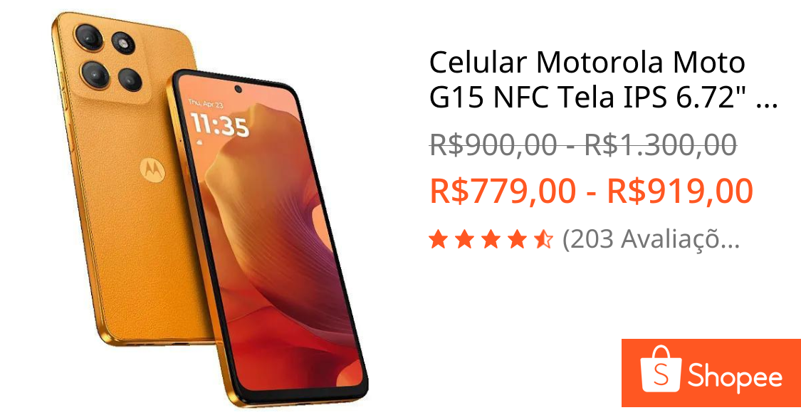 Foto de Celular Motorola Moto G15 NFC Tela IPS 6.72" Câmera Dupla com IA 50MP + Frontal 8MP