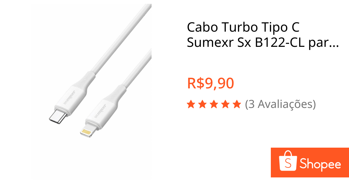 Cabo Turbo Tipo C Sumexr Sx B122-CL para o IPhone 8 ao 14pro Max