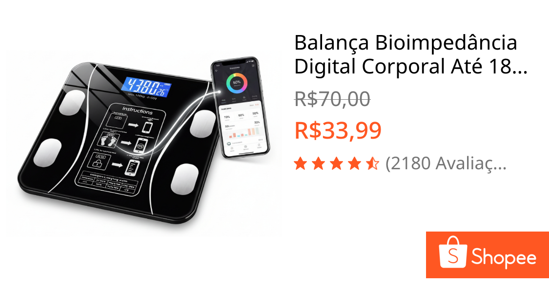 Foto de Balança Bioimpedância Digital Corporal Até 180kg