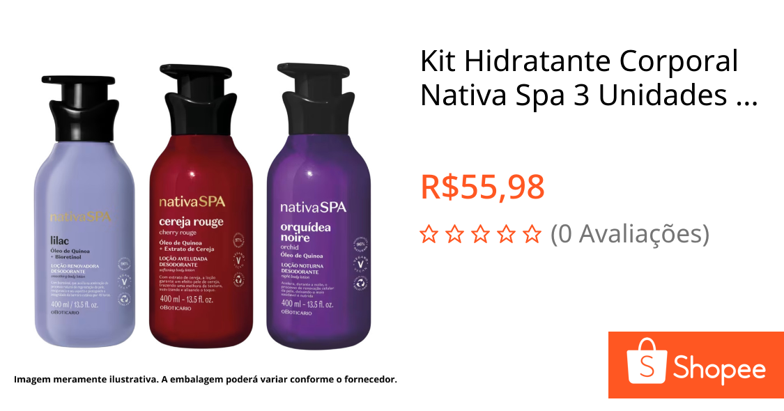 Kit Hidratante Corporal Nativa Spa 3 Unidades 400ml
