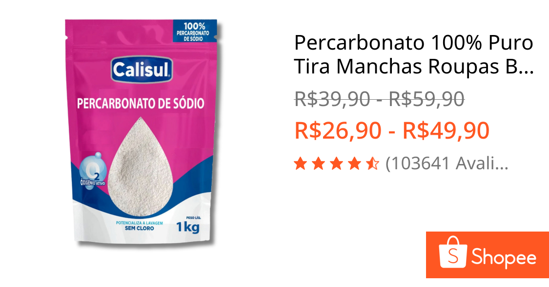 Percarbonato 100% Puro Tira Manchas Roupas Brancas e Coloridas | Shopee Brasil