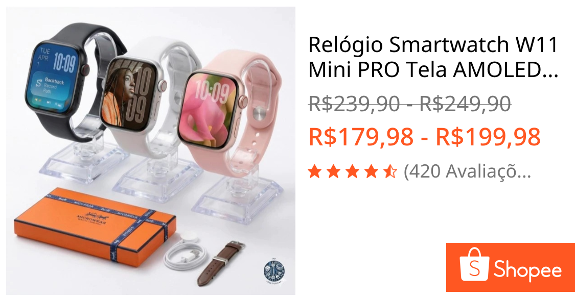 Foto de Relógio Smartwatch W11 Mini PRO Tela AMOLED Microwear 41mm CHAT GPT Série 10 Lançamento 2025