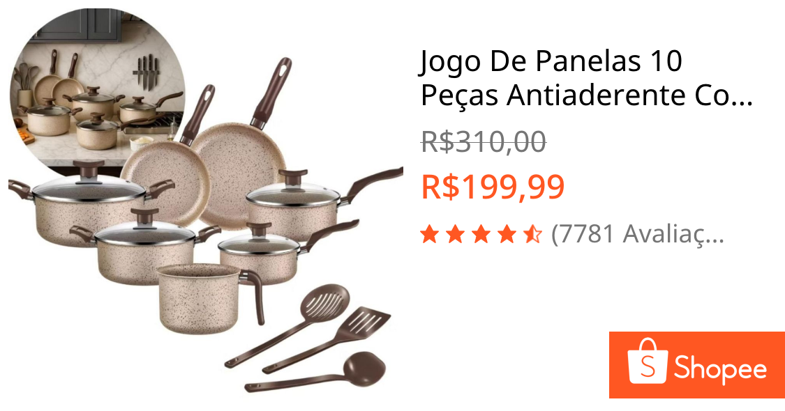 Jogo De Panelas 10 Peças Antiaderente Conjunto Caçarola Frigideira Fervedor Cor Coffee Cappuccino Kit Talheres