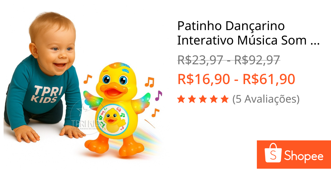 Patinho Dançarino Interativo Música Som LED Luz Movimento Bebê Pato Musical Dança Bichinho Brinquedo | Shopee Brasil