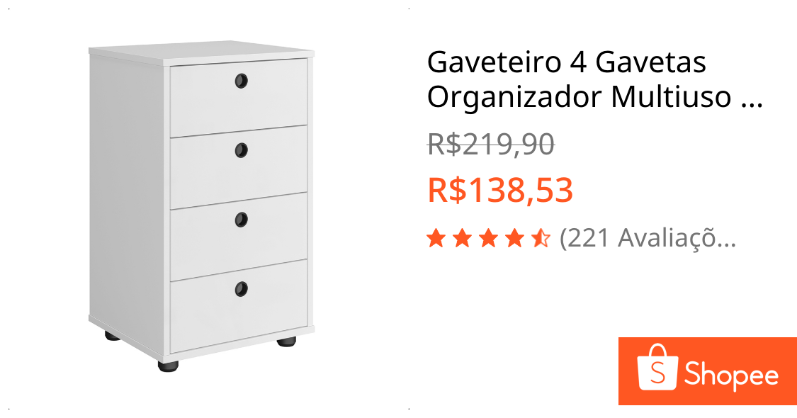 Foto de Gaveteiro 4 Gavetas Organizador Multiuso para Quarto Escritório ou Closet