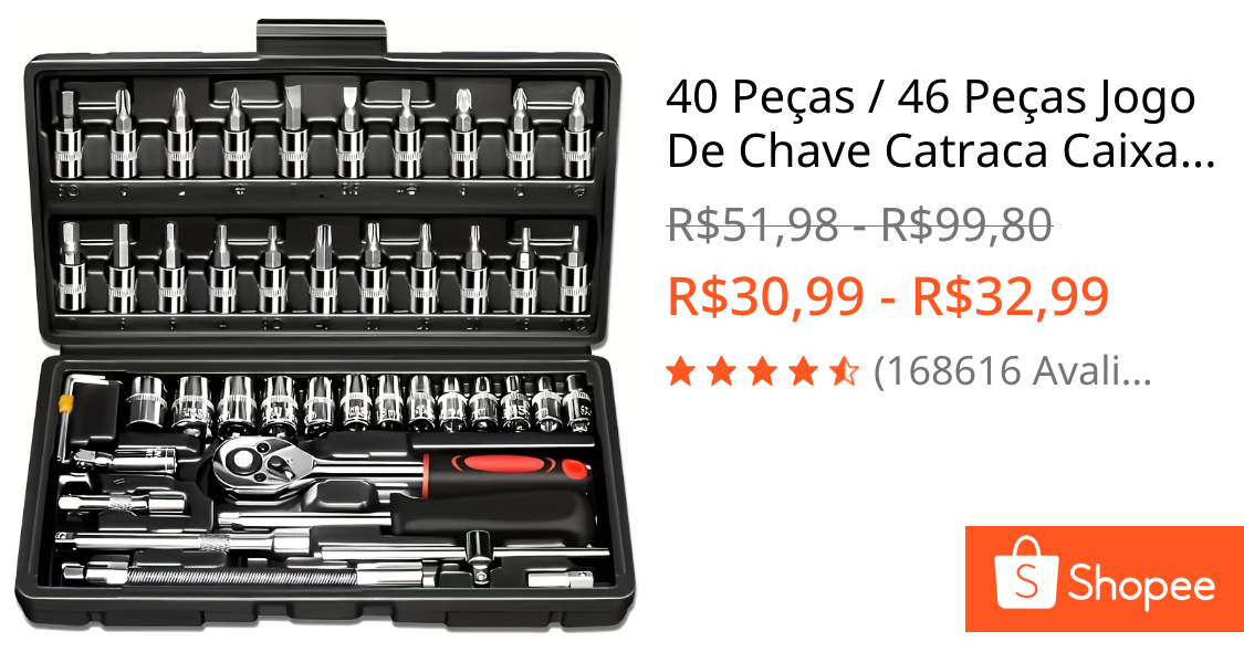 40 Peças / 46 Peças Jogo De Chave Catraca Caixa De Ferramentas Completa Reversível Soquetes Maleta | Shopee Brasil