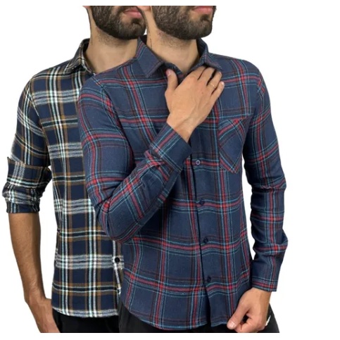 Camisa Slim Fit Xadrez Tecido Tricoline