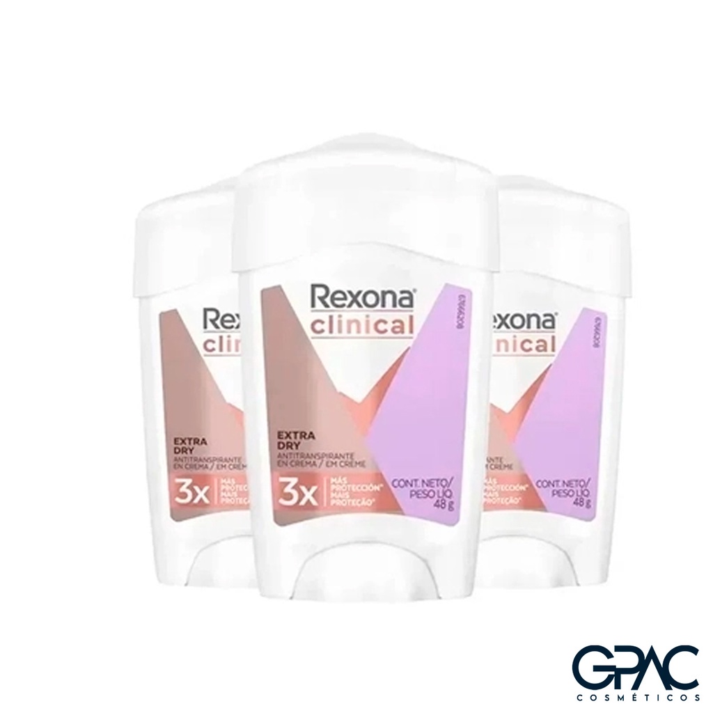 Desodorante Rexona Creme Clinical 48g Masc Clean - Kit C/6un