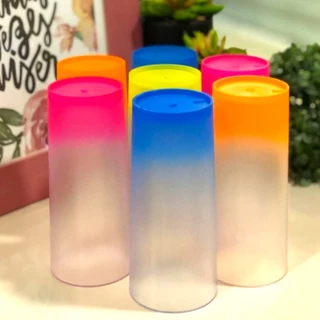 10 Copos Long Drink 350ml RESISTENTE Jateado em Cores Néon Fosco para personalizar
